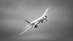 Airbus A350-1000 fliegt seitlich