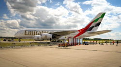 Emirates Airbus A380-800 als static display kurz nach der Landung für die ILA 2026